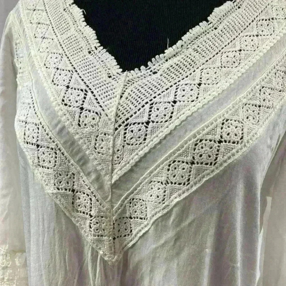 Monoreno Sleeve TUNIC TOP Boho Prairie Medium Crochet Flowey Bohemian - Picture 4 of 6